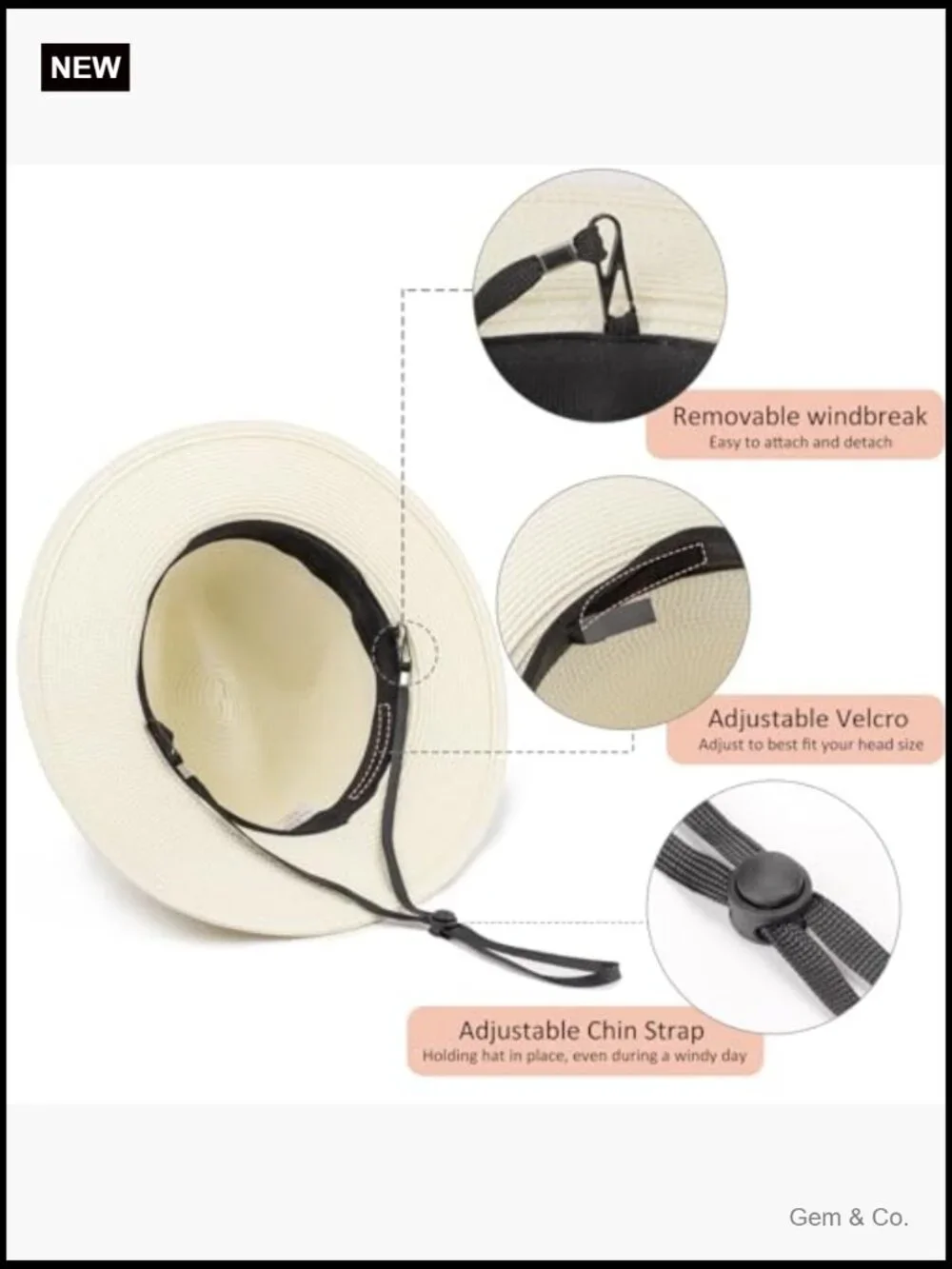 Wide Brim Straw Sun Hat UPF 50+ Foldable Travel Fedora